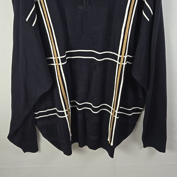 Stacy Adams Navy Blue Tan Plaid Quarter Zip Pullover Sweater Sz 5X - Picture 3 of 12